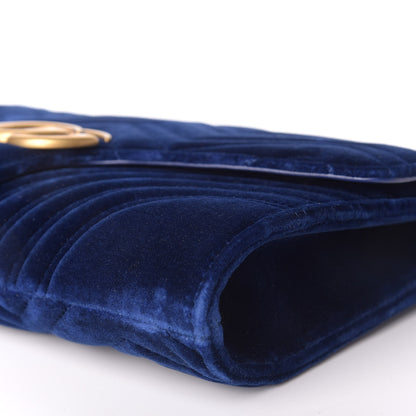 Gucci Velvet Matelasse GG Marmont Clutch Cobalt Blue 7 of 12