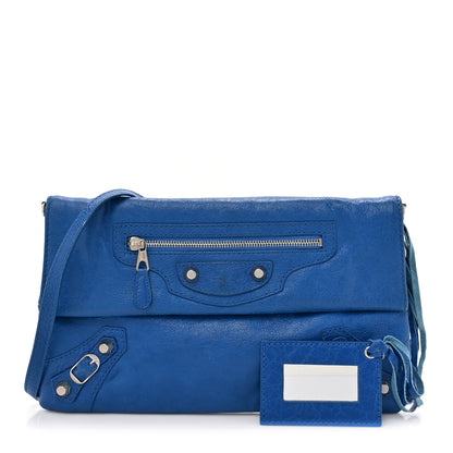 Balenciaga Agneau Giant 12 Silver Envelope Strap Clutch Bleu Lazuli 3 of 16