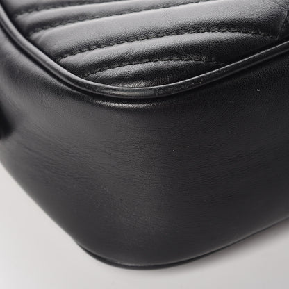 Gucci Calfskin Matelasse Small GG Marmont Chain Shoulder Bag Black 11 of 14