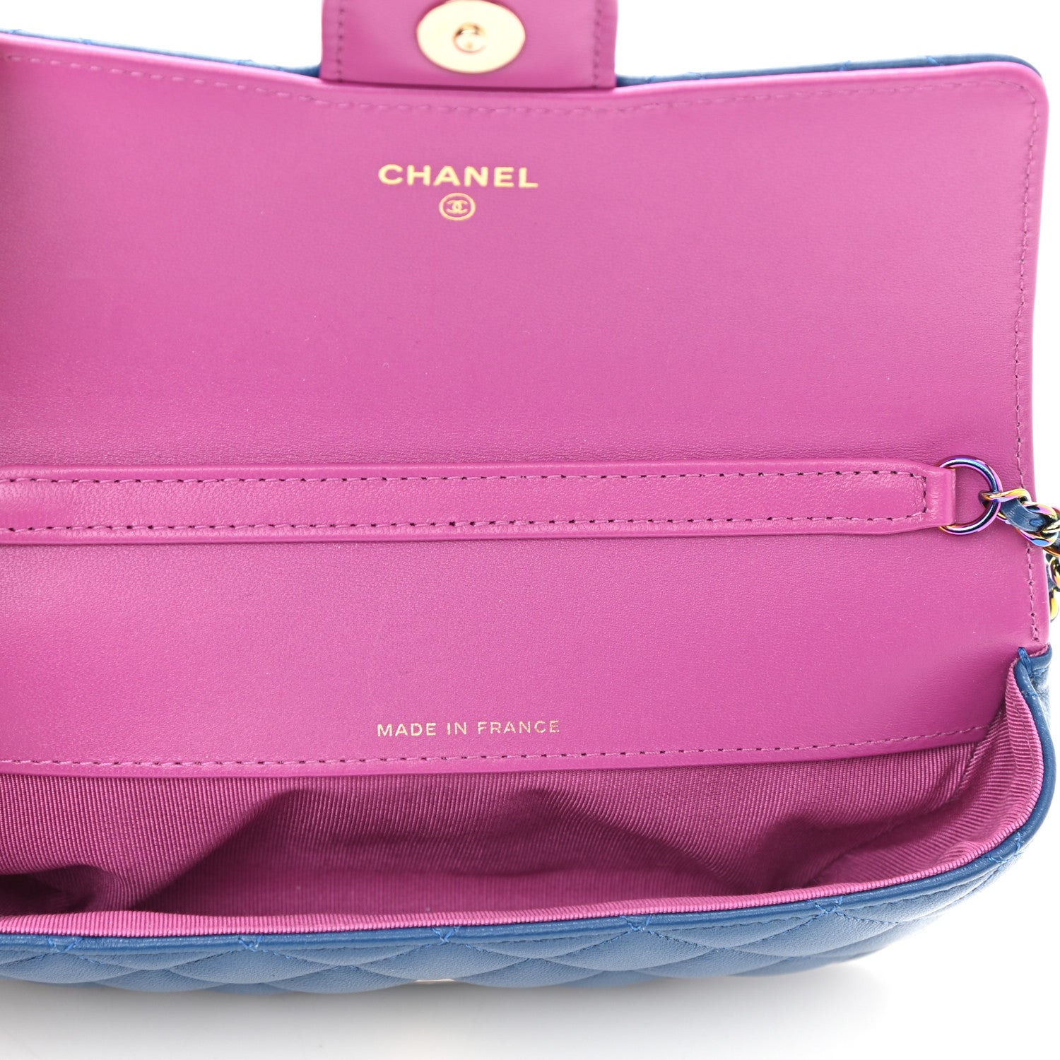 Chanel Lambskin Quilted Glasses Case With Chain Blue Purple 5 of 11