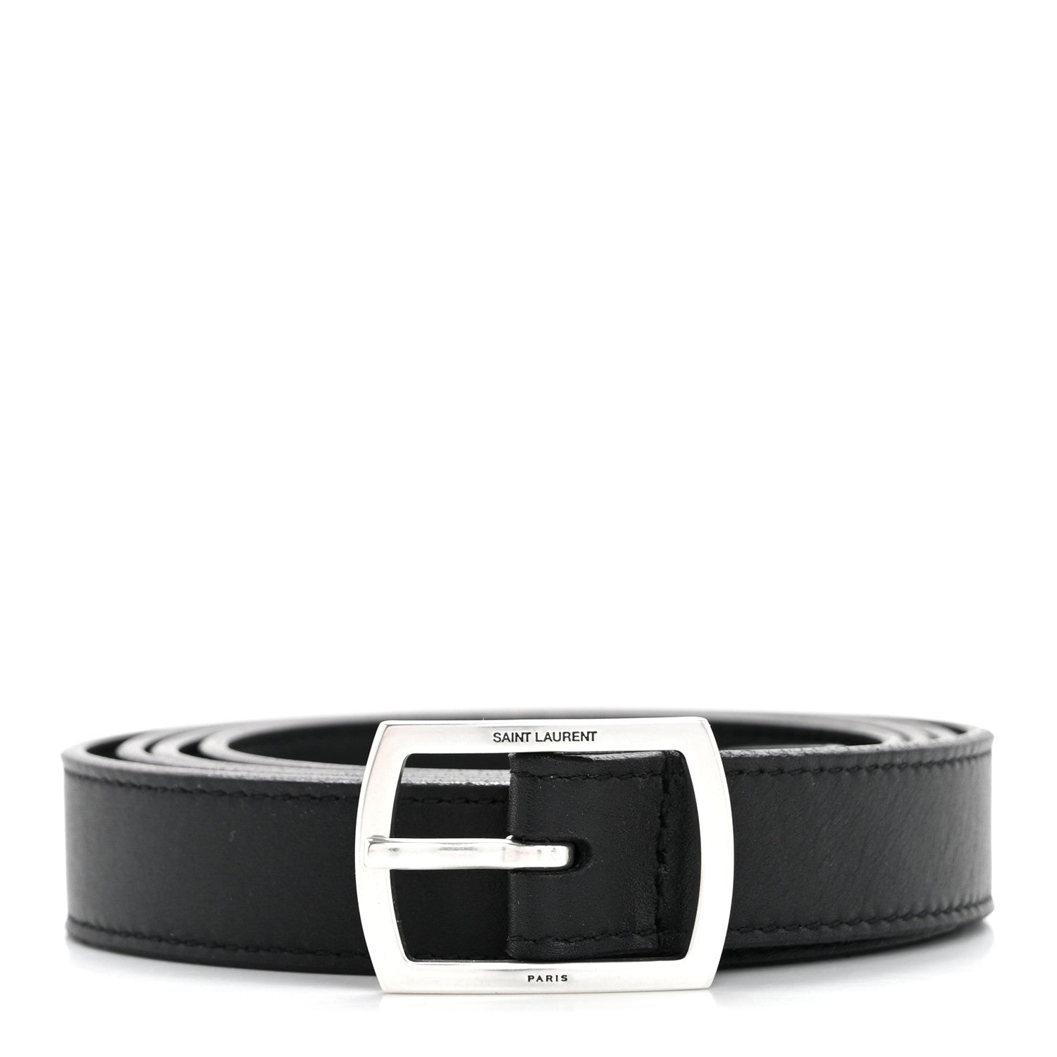 Saint Laurent Smooth Calfskin Square Buckle Belt 100 40 Black 1 of 7