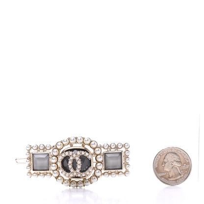 Chanel Metal Pearl CC Hair Clip Barrette Gold 2 of 6