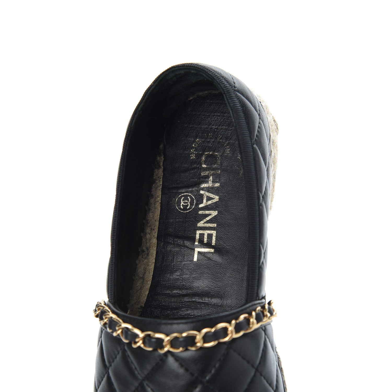 Chanel Lambskin Quilted CC Chain Espadrilles 36 Black 9 of 25