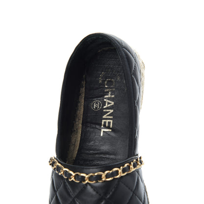Chanel Lambskin Quilted CC Chain Espadrilles 36 Black 9 of 25