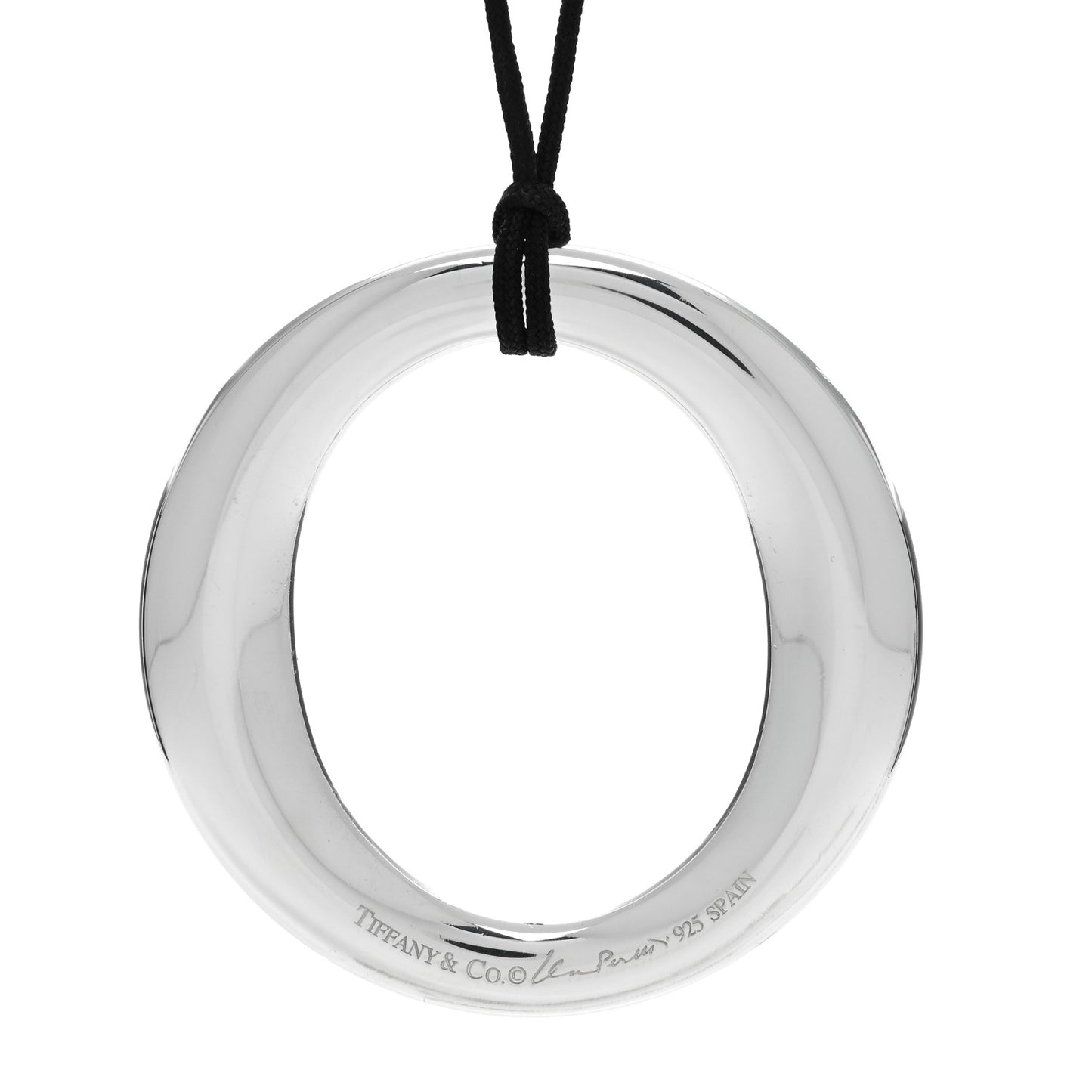 Sterling Silver Large Elsa Peretti Sevillana Pendant Cord Necklace