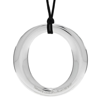 Tiffany Sterling Silver Large Elsa Peretti Sevillana Pendant Cord Necklace 4 of 4