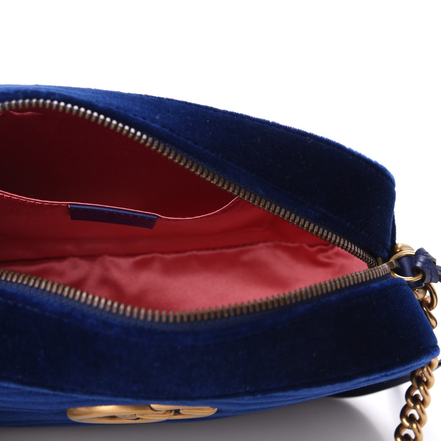 Gucci Velvet Matelasse Small GG Marmont Chain Shoulder Bag Cobalt 5 of 9