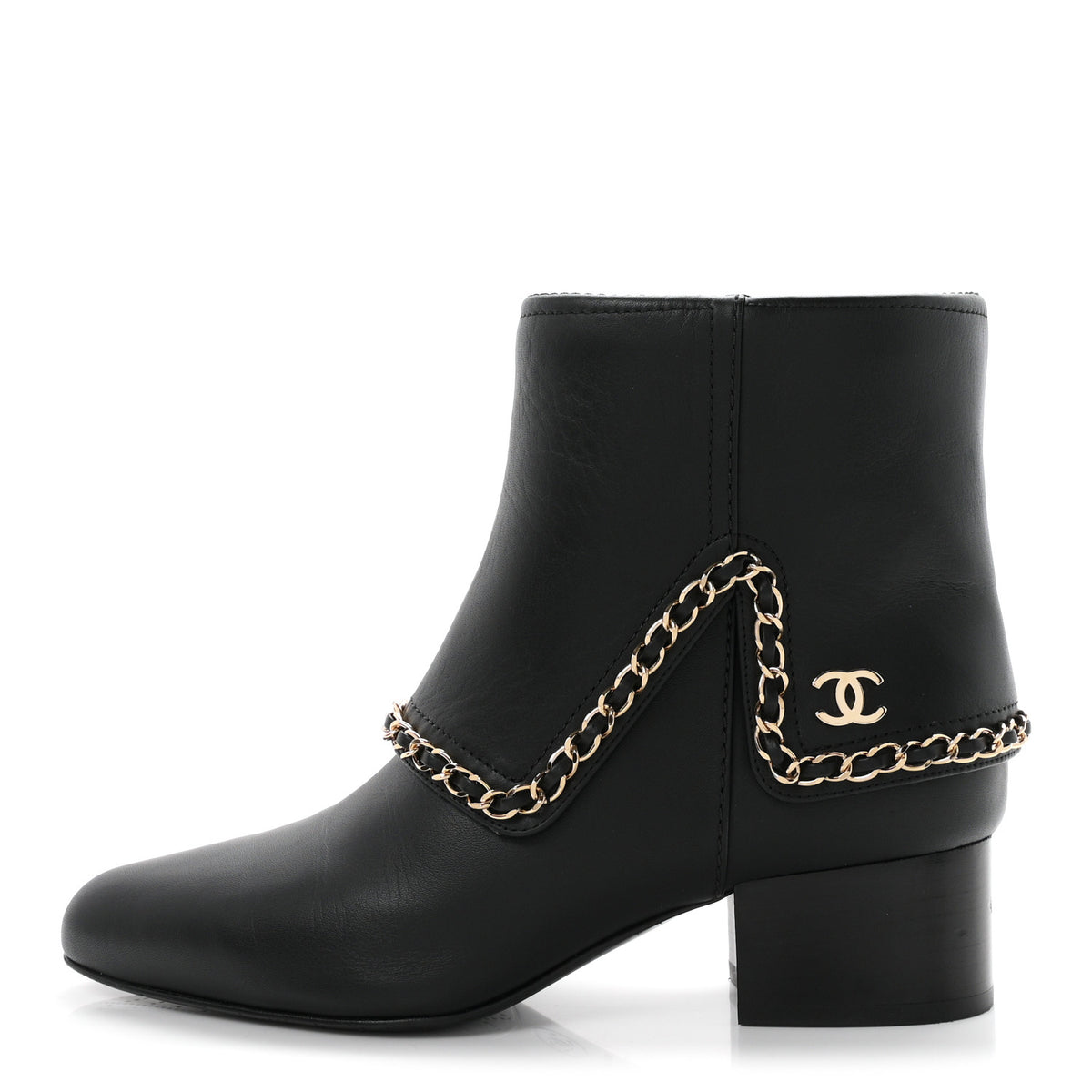 Chanel Calfskin Chain CC Short Boots 37 Black 1 of 9