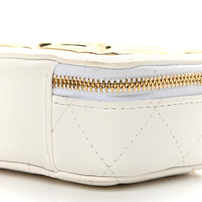 Chanel Lambskin Metal Quilted Extra Mini Vanity Case With Chain White Gold 10 of 10