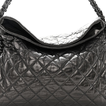 Chanel Metallic Calfskin Quilted Large Chain Me Hobo Dark Grey 8 of 10