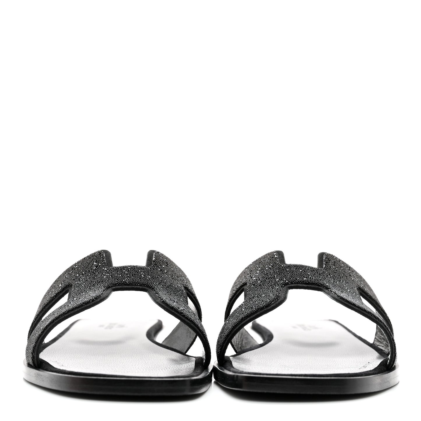 Suede Goatskin Crystal Powder Oran Sandals 36.5 Black