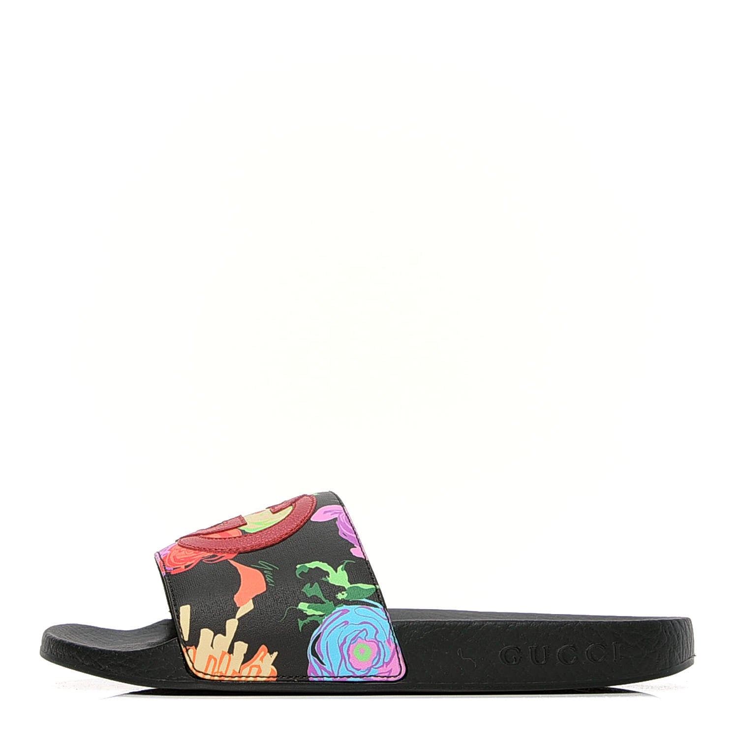 Gucci X KEN SCOTT Rubber Infinity Jenni Interlocking G Womens Pool Slide Sandals 35 Black Pink 1 of 10