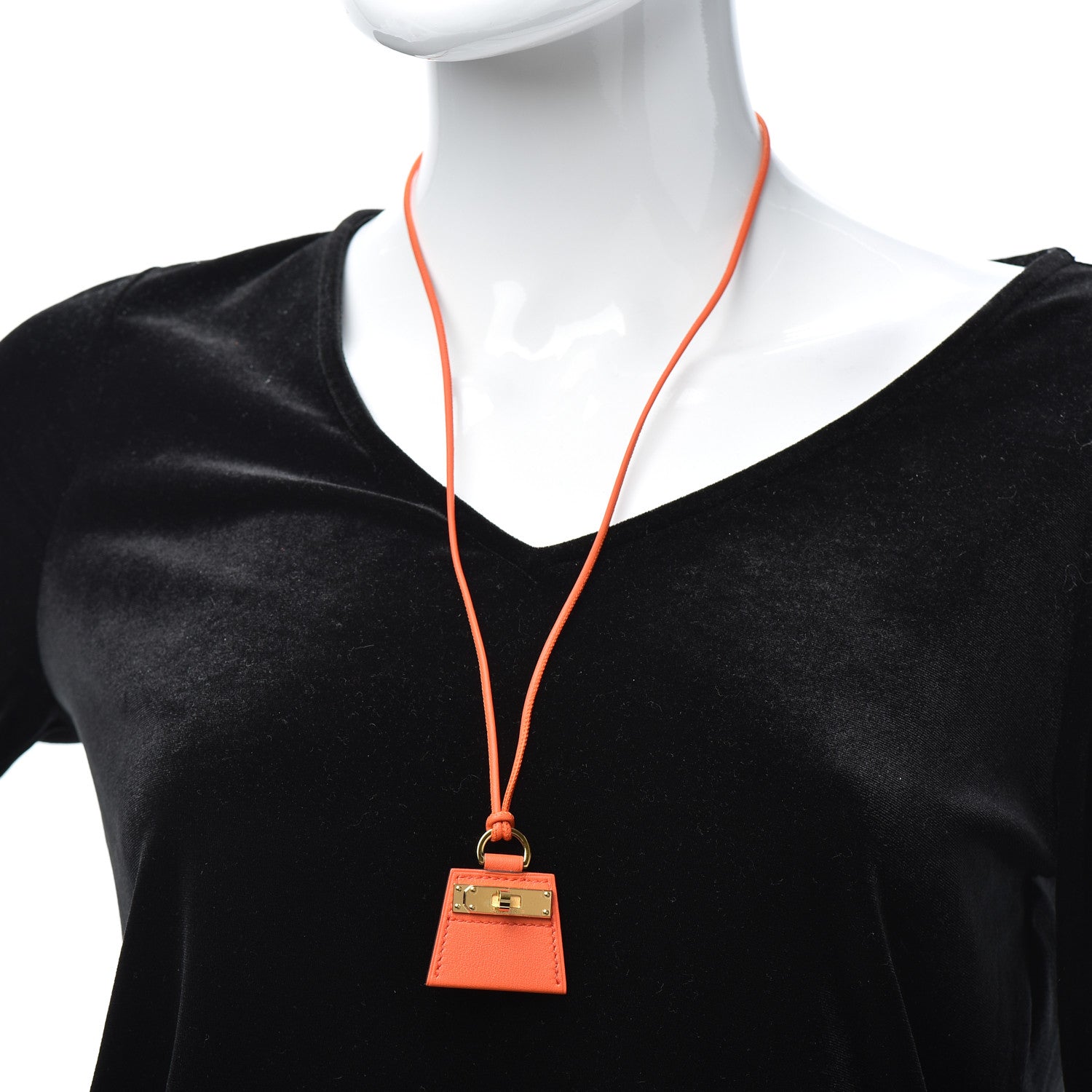Hermes Swift Small Monpetitkelly Pendant Necklace Orange Poppy 2 of 4