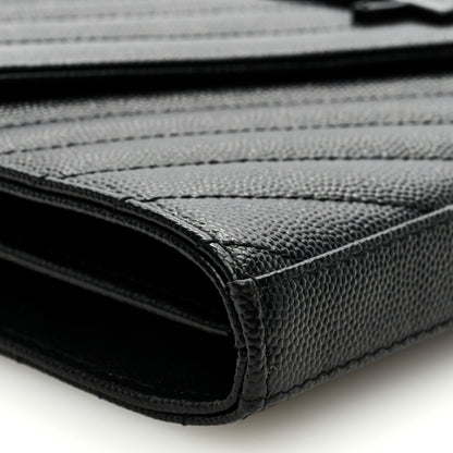 Saint Laurent Grain De Poudre Matelasse Chevron Monogram Monochrome Chain Wallet Black 7 of 8