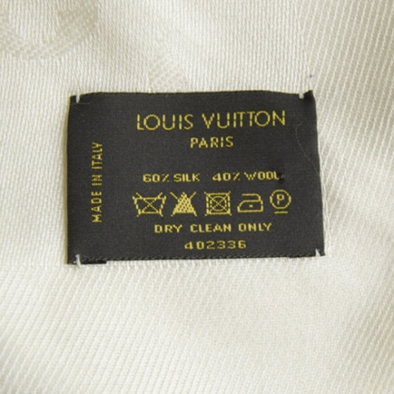 Louis Vuitton Silk Wool Monogram Shawl White 6 of 6