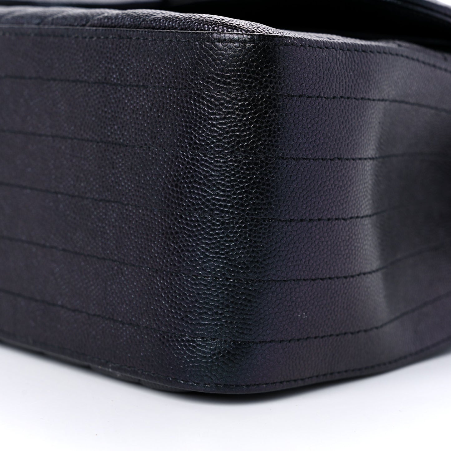 Iridescent Caviar Chevron Quilted Jumbo Double Flap Black