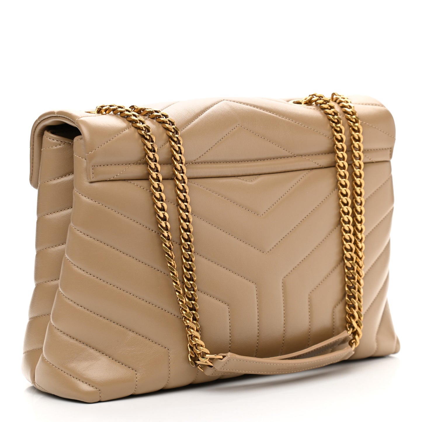 Calfskin Y Quilted Monogram Medium Loulou Chain Satchel Dark Latte