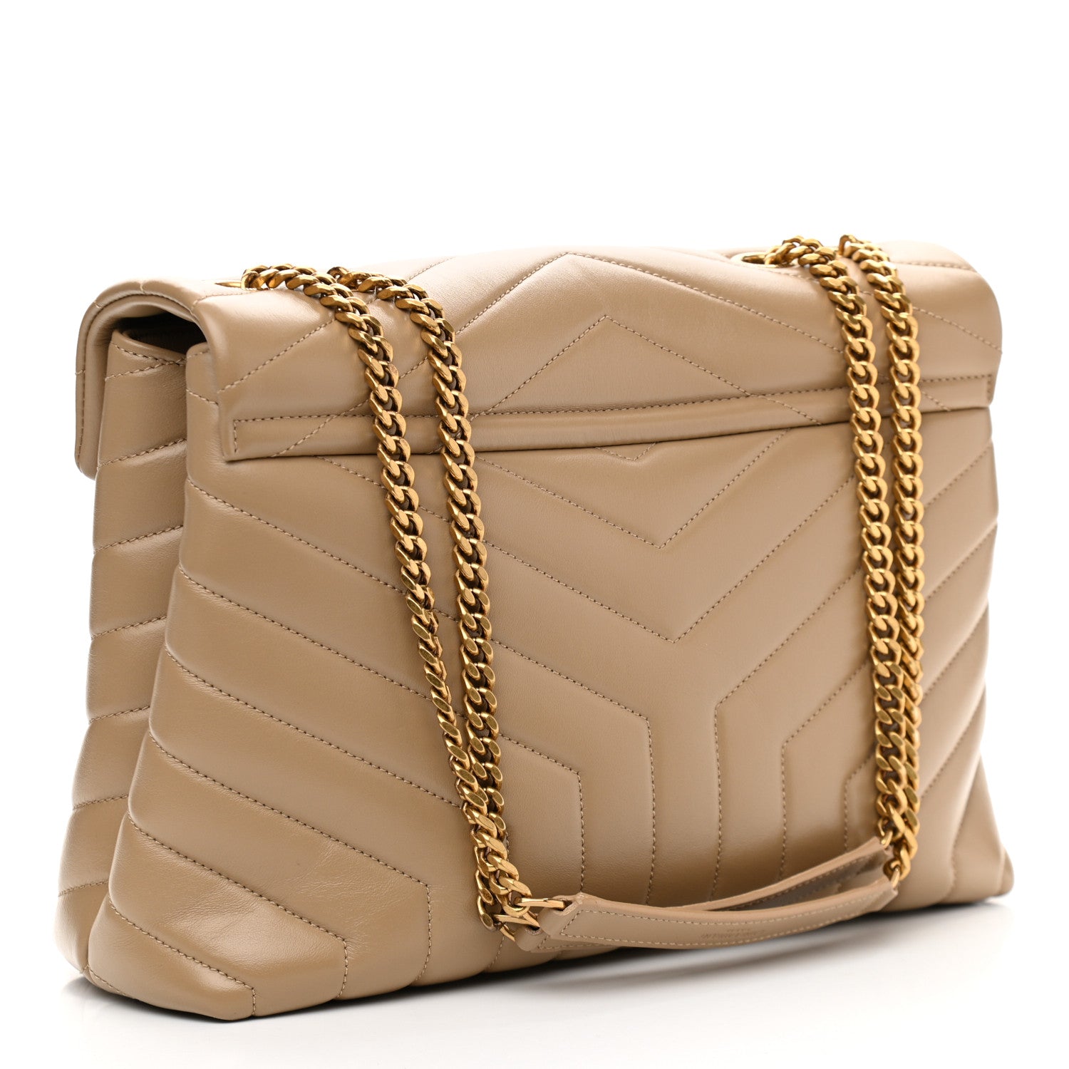 Saint Laurent Calfskin Y Quilted Monogram Medium Loulou Chain Satchel Dark Latte 3 of 11