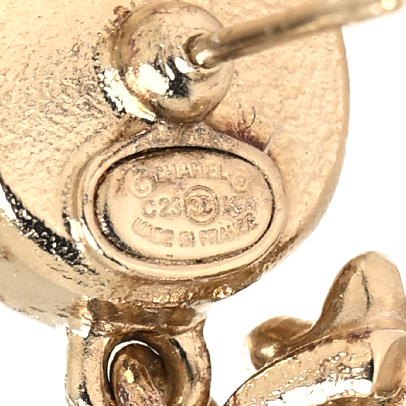Chanel Pearl Crystal CC Flower Drop Earrings Gold Pearly White 4 of 5