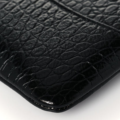 Chanel Calfskin Crocodile Embossed Quilted Medium Gabrielle Cosmetic Case Black 10 of 13