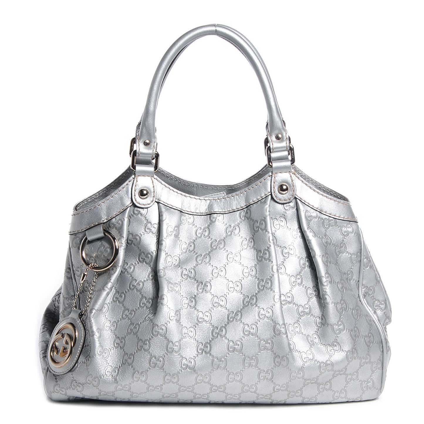 Guccissima Medium Sukey Tote Silver