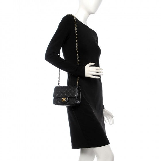 Caviar Quilted Mini Square Flap Black