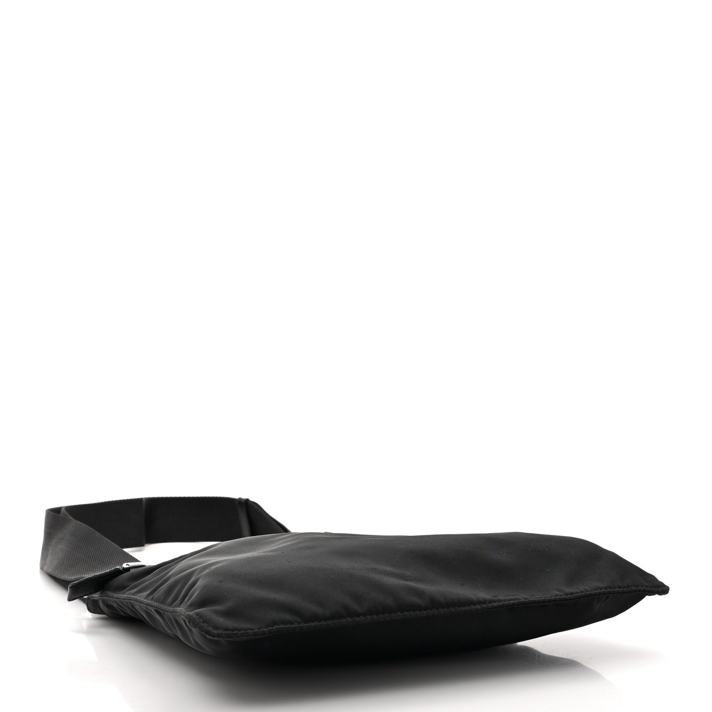 Tessuto Nylon Saffiano Flat Messenger Bag Black