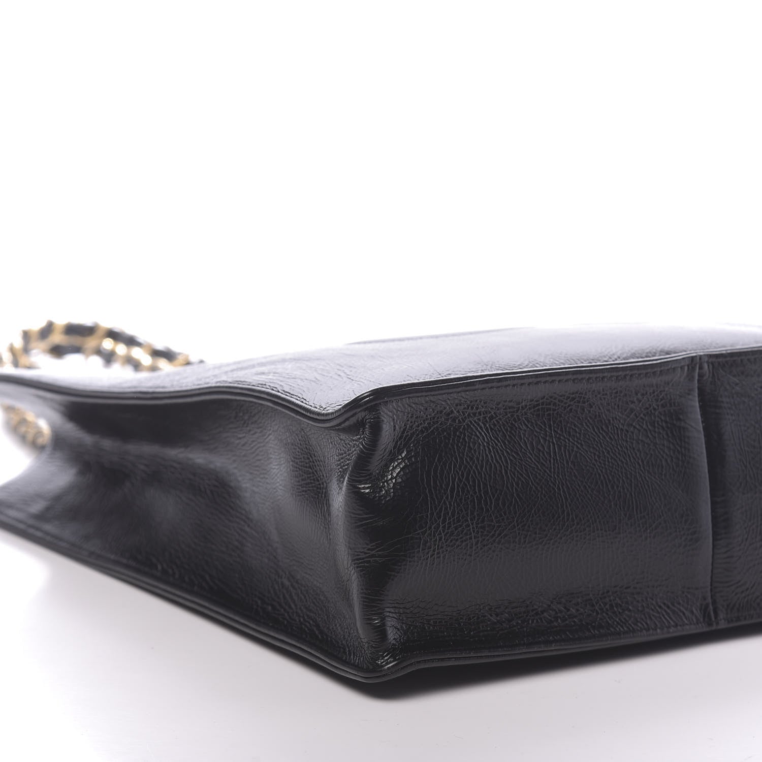 Chanel Shiny Aged Calfskin North South Shopping Bag Black 8 of 10