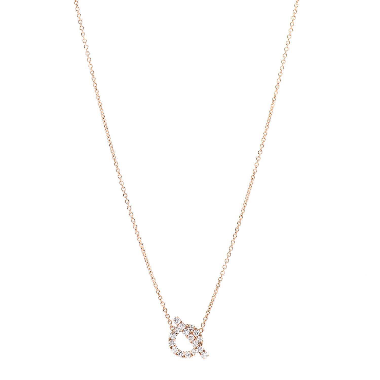 Hermes 18K Rose Gold Diamond Finesse Pendant Necklace 1 of 6