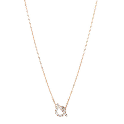Hermes 18K Rose Gold Diamond Finesse Pendant Necklace 1 of 6