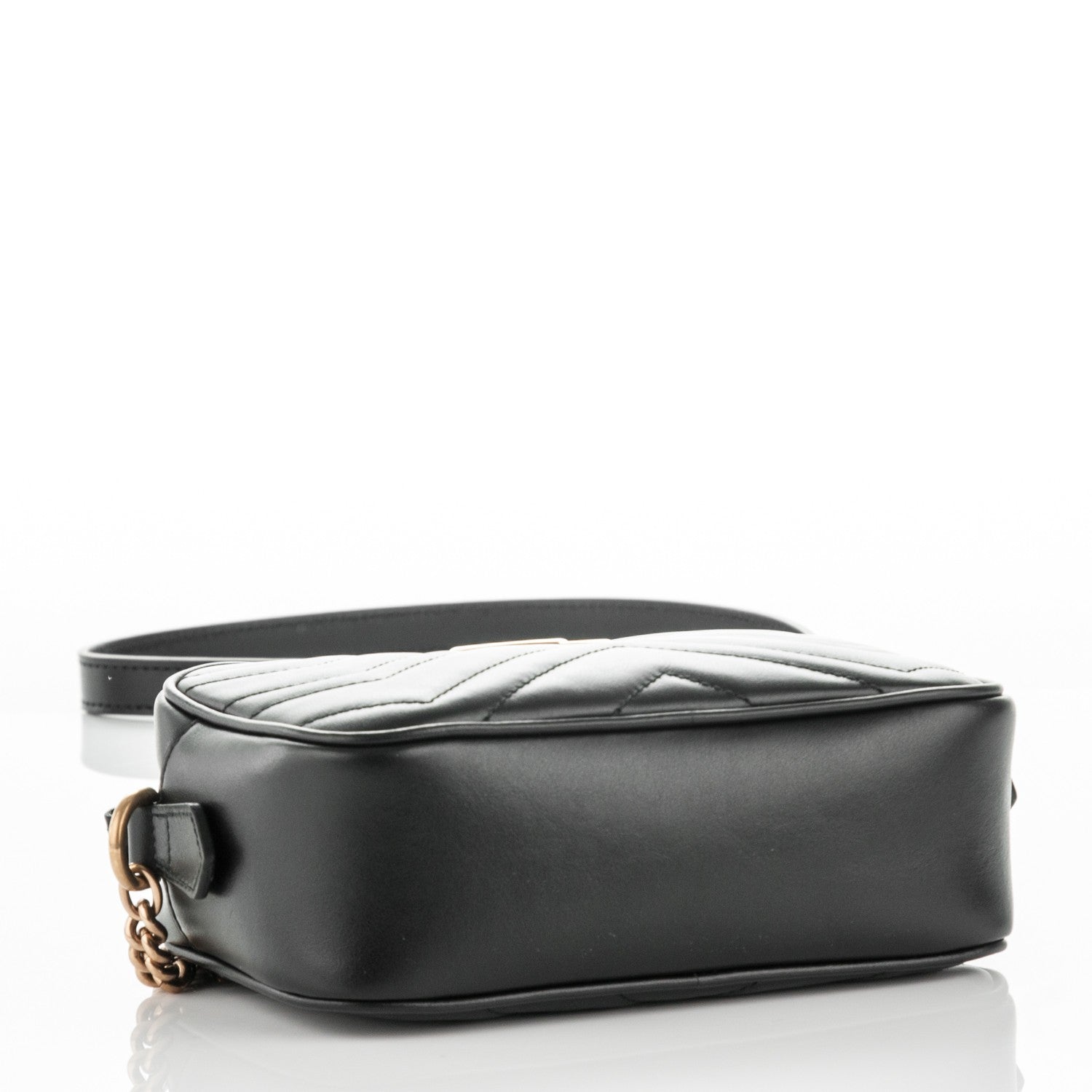 Gucci Calfskin Matelasse Mini GG Marmont Chain Shoulder Bag Black 4 of 7