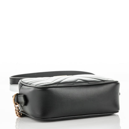 Gucci Calfskin Matelasse Mini GG Marmont Chain Shoulder Bag Black 4 of 7