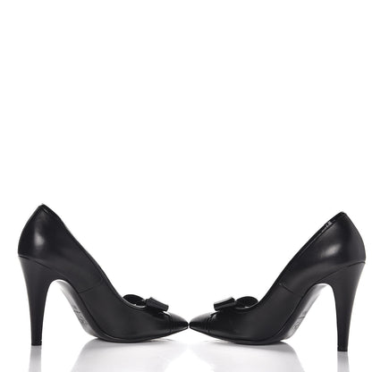 Chanel Lambskin Patent Bow Cap Toe Pumps 36.5 Black 6 of 12