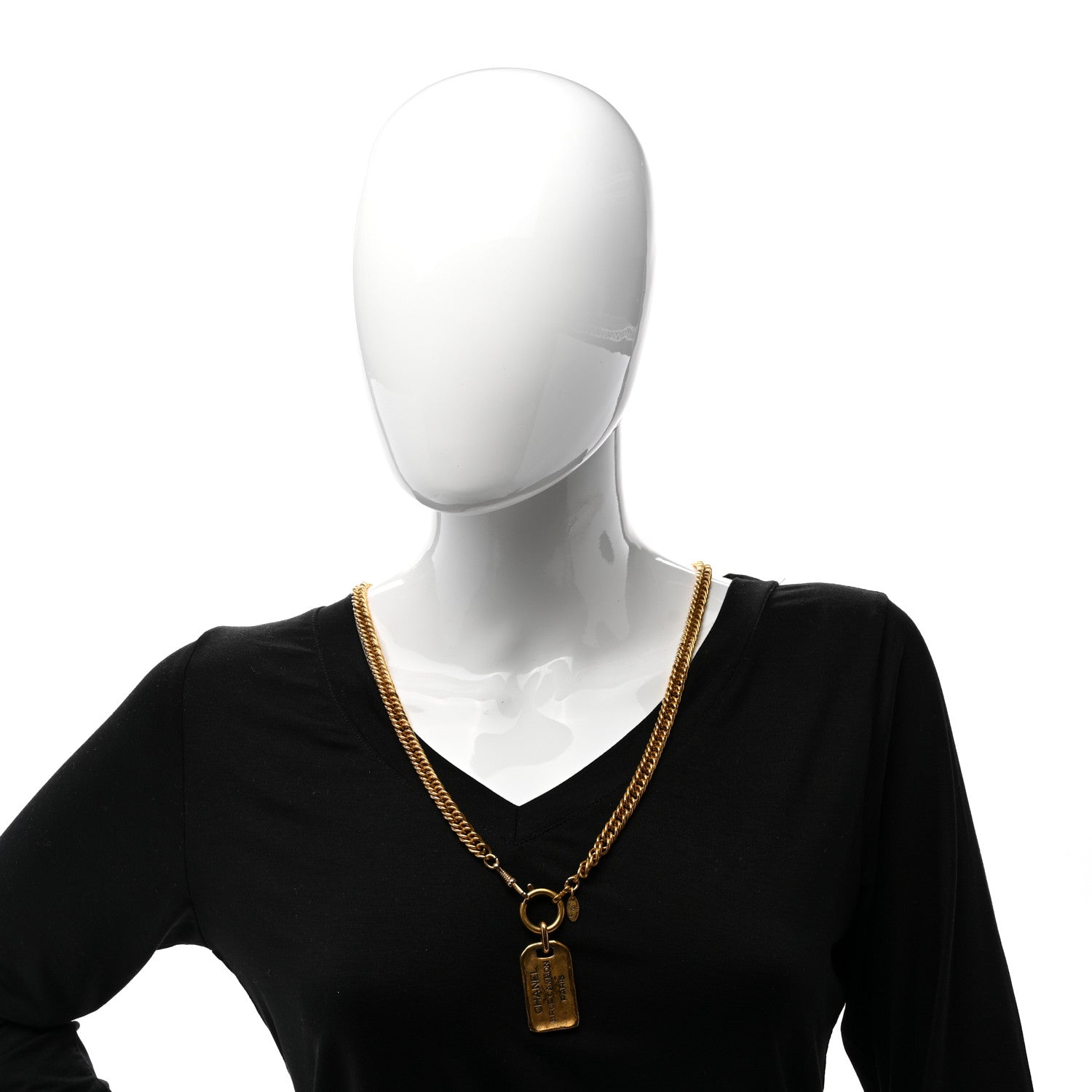 Chanel 31 Rue Cambon Tag Pendant Necklace Gold 2 of 4