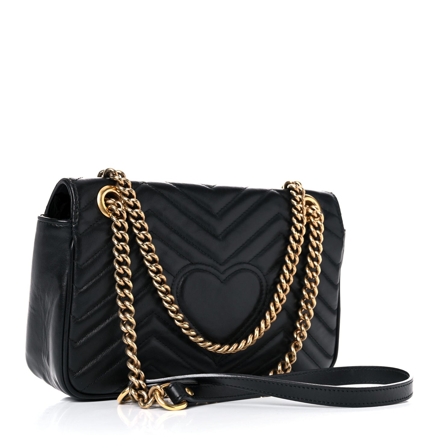 Calfskin Matelasse Small GG Marmont Shoulder Bag Black