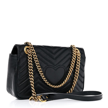 Gucci Calfskin Matelasse Small GG Marmont Shoulder Bag Black 2 of 18