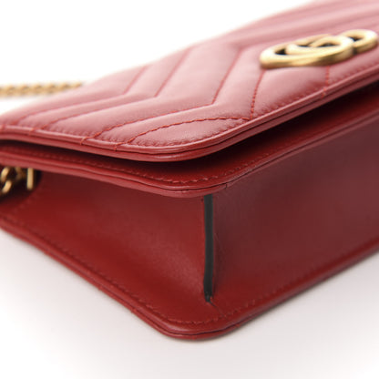 Gucci Calfskin Matelasse GG Marmont Mini Bag Hibiscus Red 6 of 9
