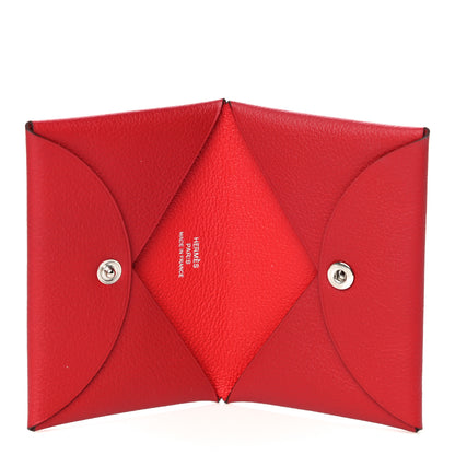 Hermes Evercolor Verso Calvi Card Case Rouge Piment Rouge Coeur 5 of 10