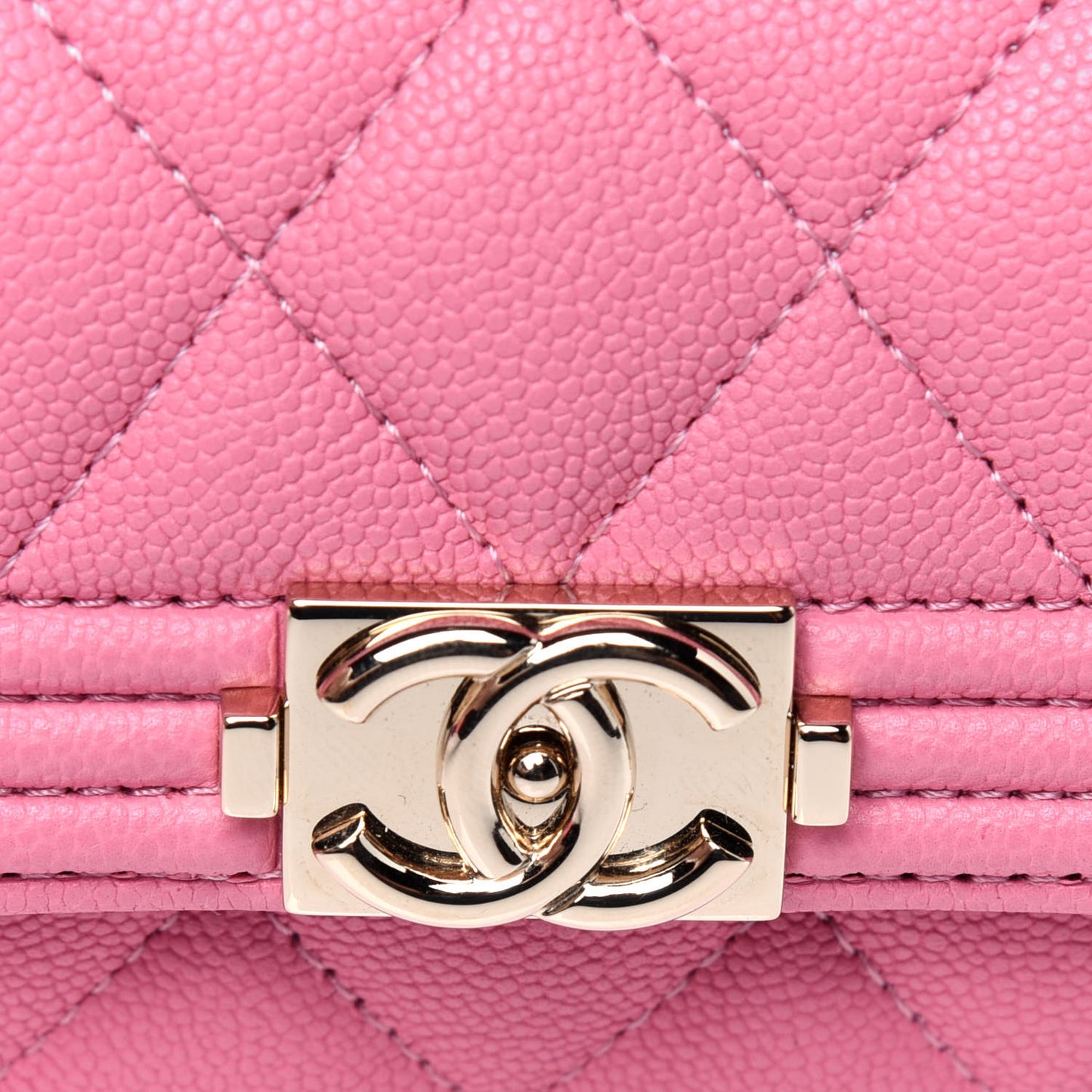 Caviar Quilted Boy Flap Card Holder Wallet Light Pink