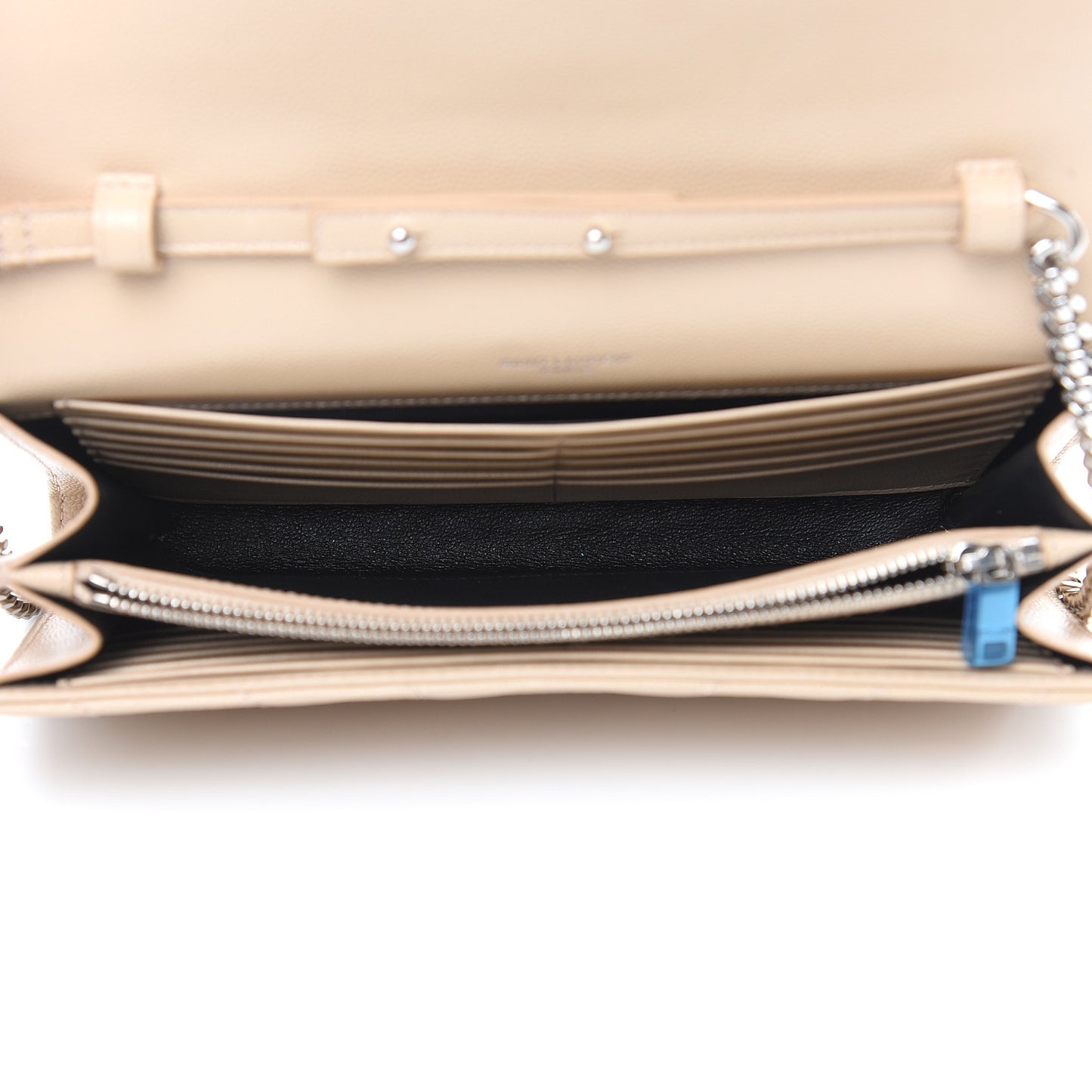 Grain De Poudre Matelasse Chevron Monogram Chain Wallet Nude Powder