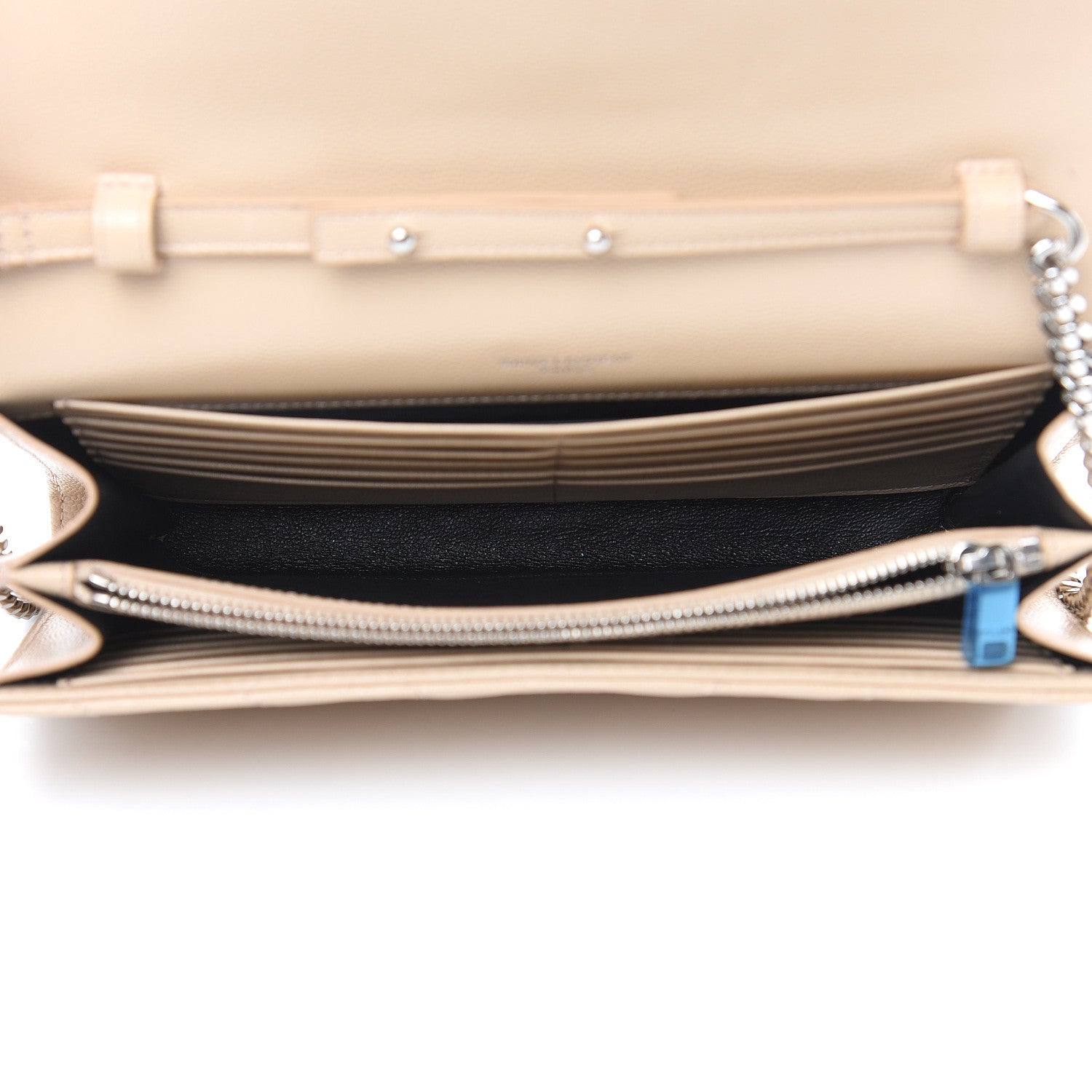 Saint Laurent Grain De Poudre Matelasse Chevron Monogram Chain Wallet Nude Powder 5 of 9