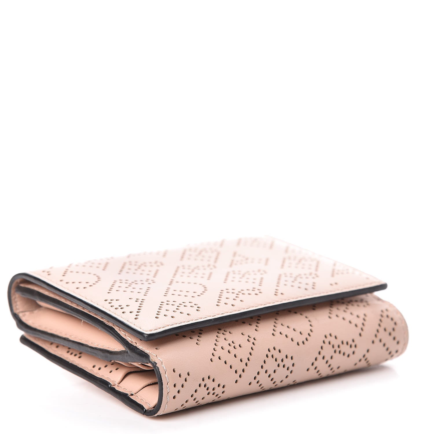 Burberry Calfskin Perforated Compact Wallet Pale Fawn Pink 4 of 14