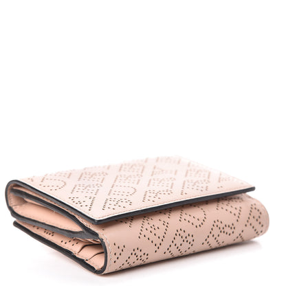 Burberry Calfskin Perforated Compact Wallet Pale Fawn Pink 4 of 14