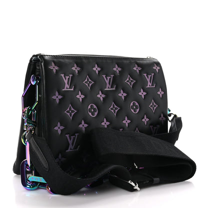 Louis Vuitton LOUIS VUITTON Lambskin Embossed Monogram LV Ski Coussin PM Black Multicolor 3 of 10
