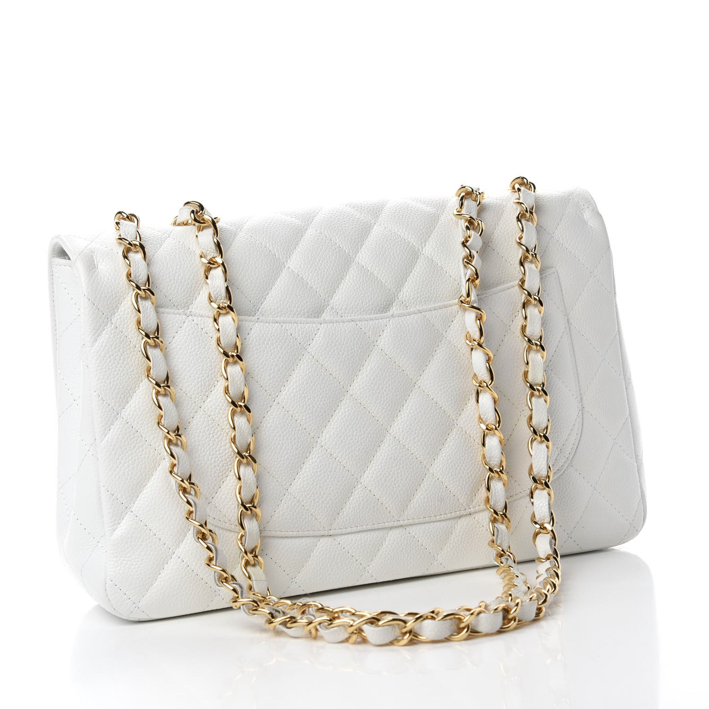 Caviar Quilted Jumbo Single Flap White