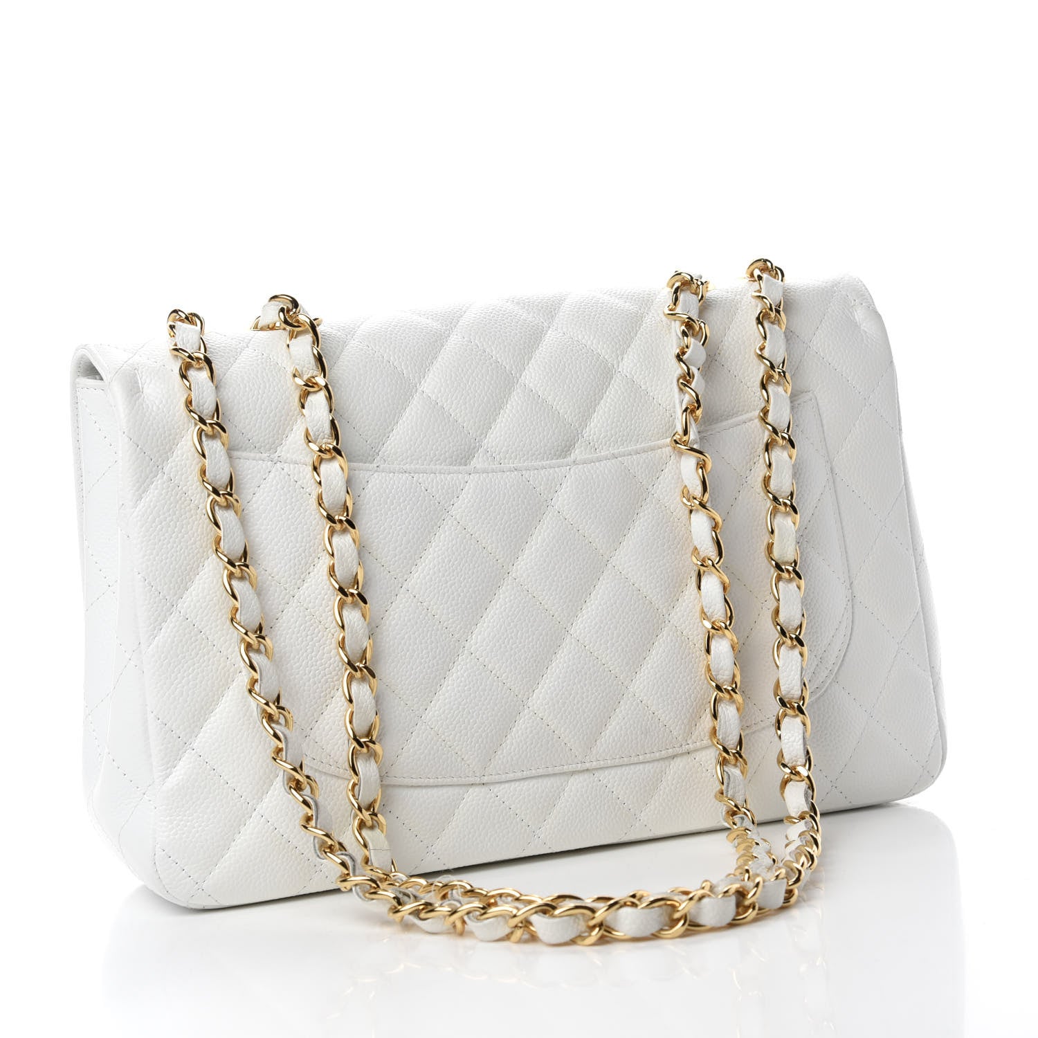 Chanel Caviar Quilted Jumbo Single Flap White 3 of 11