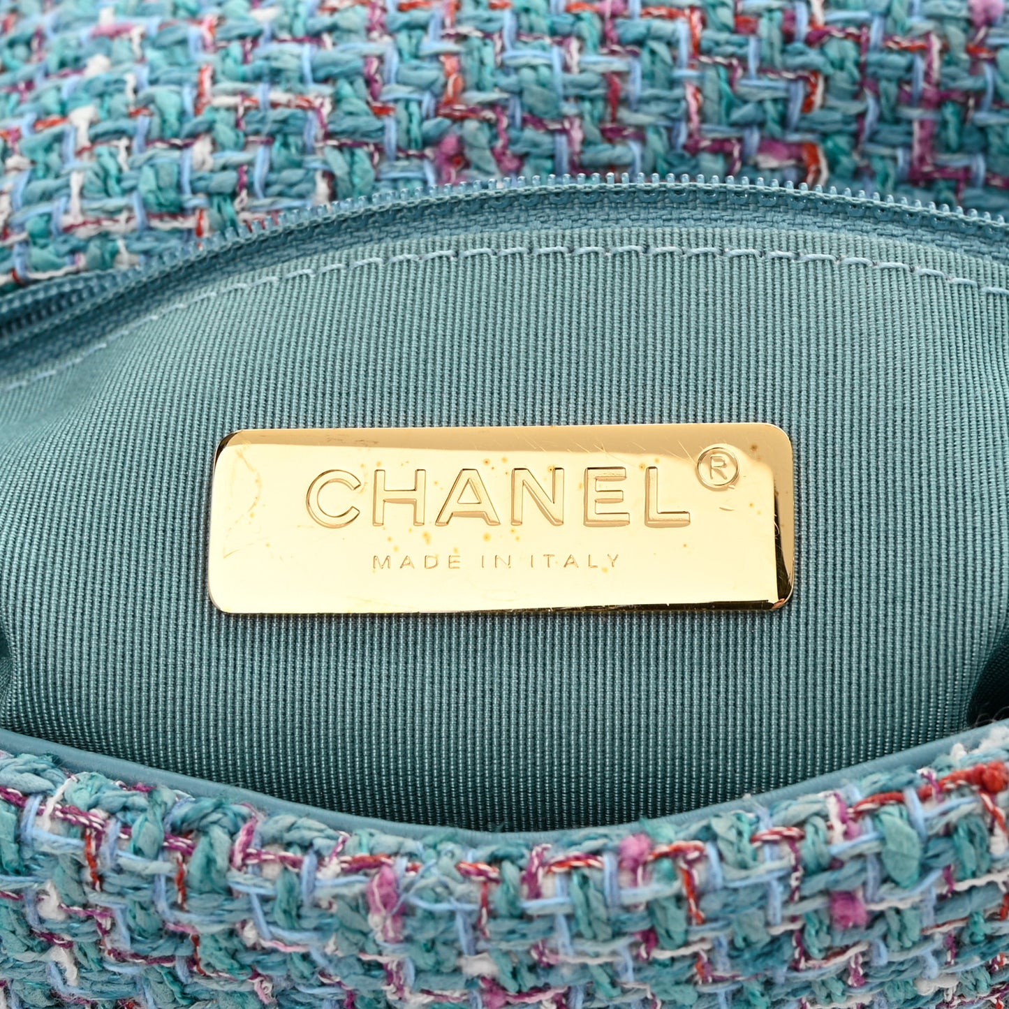 Tweed Quilted Large Chanel 19 Flap Blue