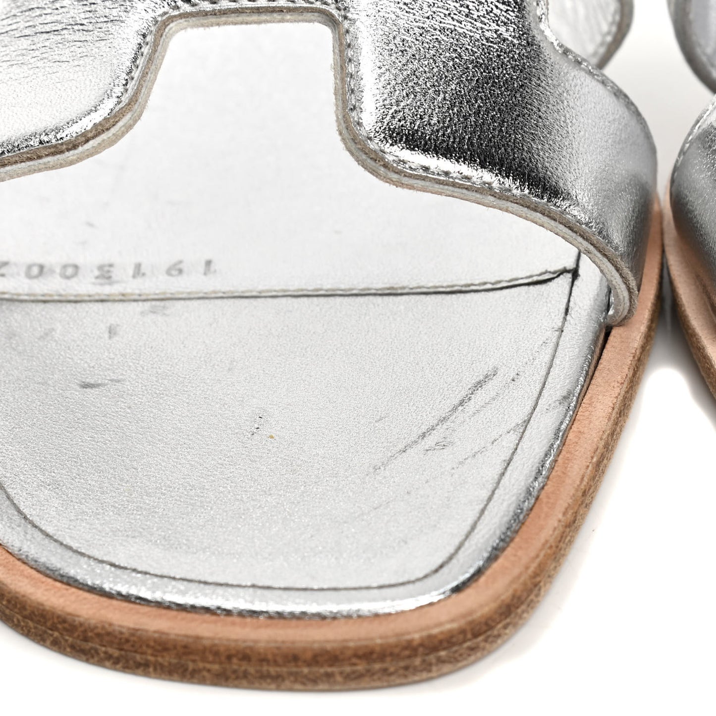 Metallic Nappa Box Oran Sandals 37.5 White Gris Argente
