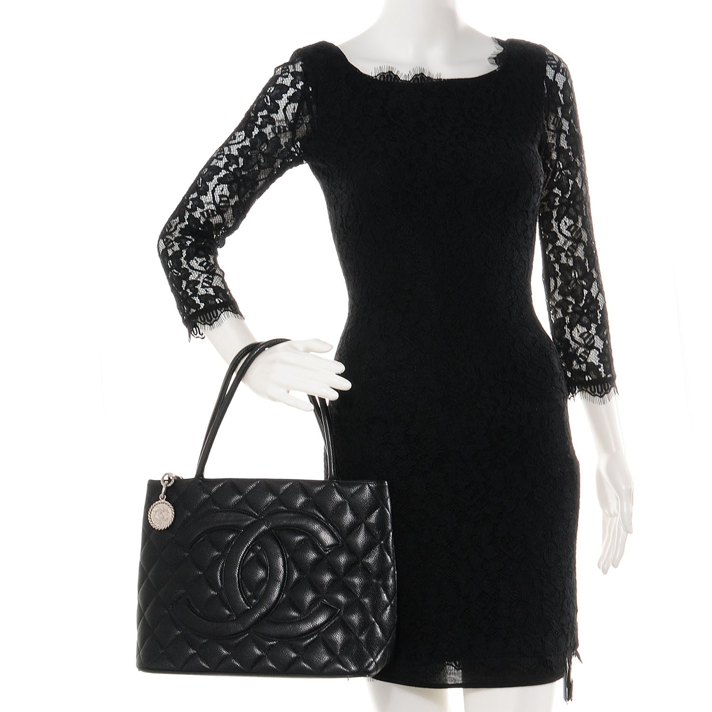 Caviar Medallion Tote Black