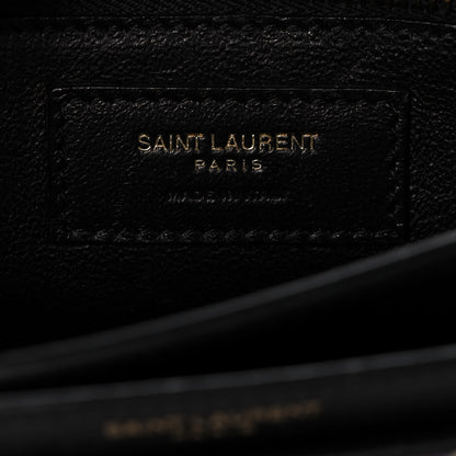 Saint Laurent Suede Leopard Print Monogram Cassandra Clasp Bag Black 5 of 9